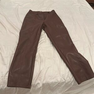 Aritzia Wilfred brown leather straight leg pants EUC